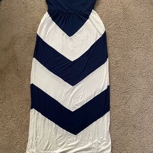 Coveted Clothing Blue and White Strapless Sundress
